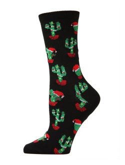 Women's Christmas Cactus Holiday Crew Socks