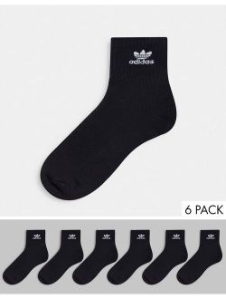 Originals trefoil 6-pack quarter socks in black