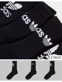 Originals trefoil icon 3pk socks in black
