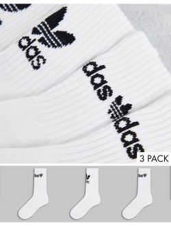 Originals trefoil icon 3pk socks in white