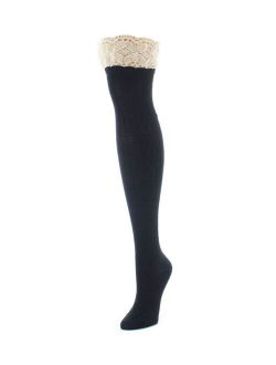 Women's Lace Top Cable Knee High Socks