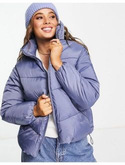 boxy puffer jacket in mid blue