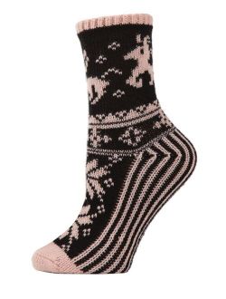 Reindeer Sweater Knit Women's Crew Socks