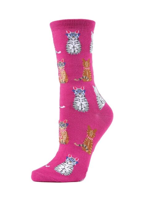 MeMoi Studious Cats Women's Novelty Socks