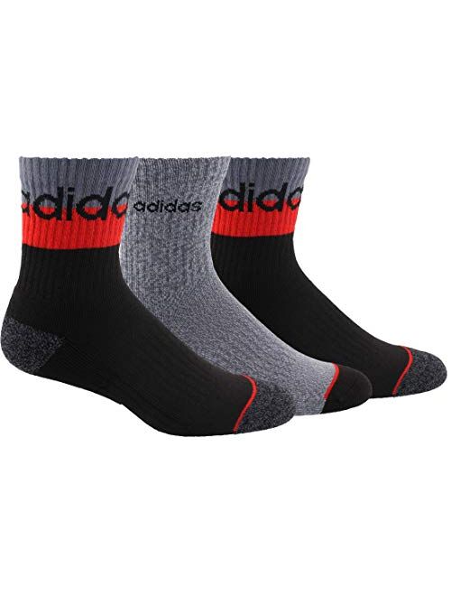 adidas Men's Blocked Linear High Quarter Socks (3-Pair)