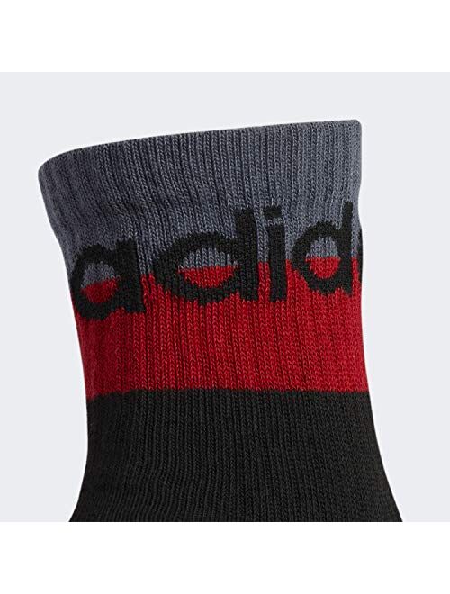 adidas Men's Blocked Linear High Quarter Socks (3-Pair)