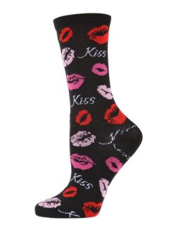 Women's Pucker Up Kisses Crew Socks