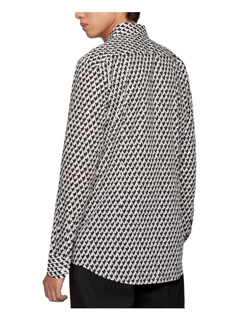 Hugo Boss BOSS Men's Geometric-Print Slim-Fit Shirt