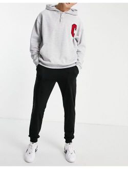 solid elastic waist drawstring jogger in black