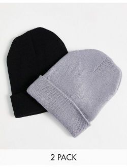 2 pack fisherman beanies in black and gray