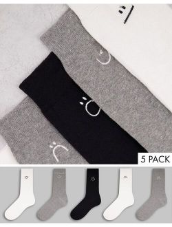 embroidered socks in mono