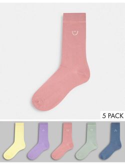 5 pack embroidered socks in multi