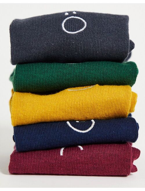 New Look 5 pack face embroidery socks in multi