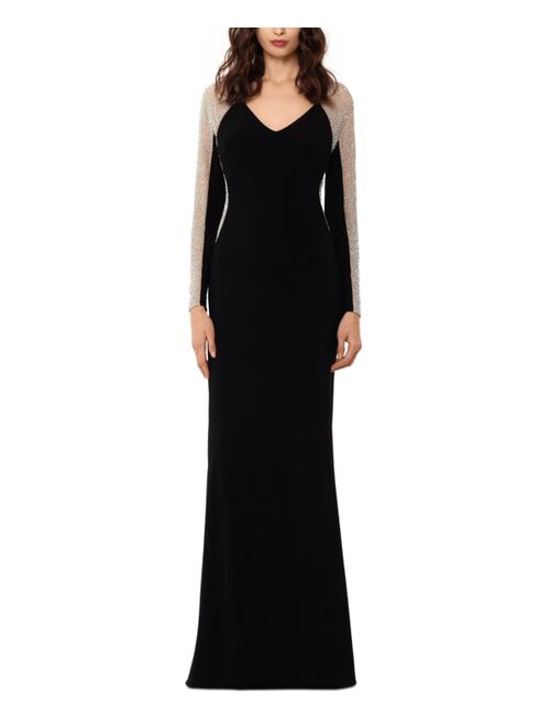 Xscape Petite Embellished-Mesh Gown