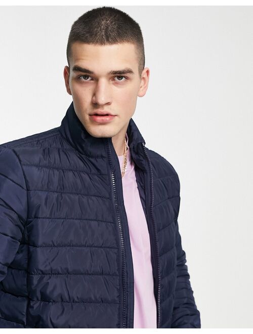 New Look funnel neck puffer in navy