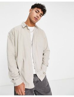 oversized cord overshirt in off white