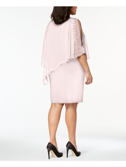Xscape Plus Size Beaded Chiffon Popover Dress