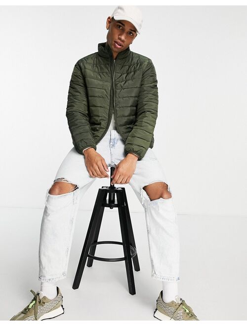New Look funnel neck puffer in khaki