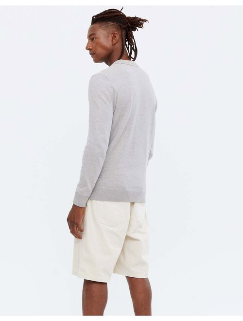 New Look knitted slim polo in gray