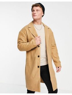 relaxed overcoat in camel