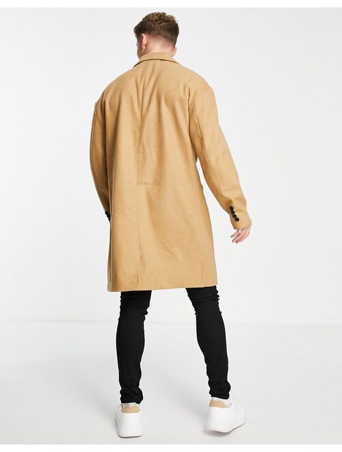 New Look relaxed overcoat in camel