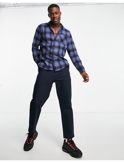 New Look long sleeve plaid shirt in blue