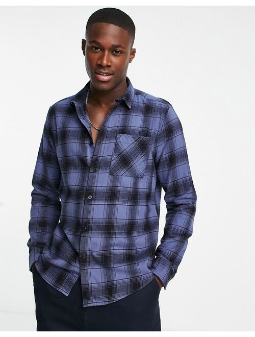 New Look long sleeve plaid shirt in blue