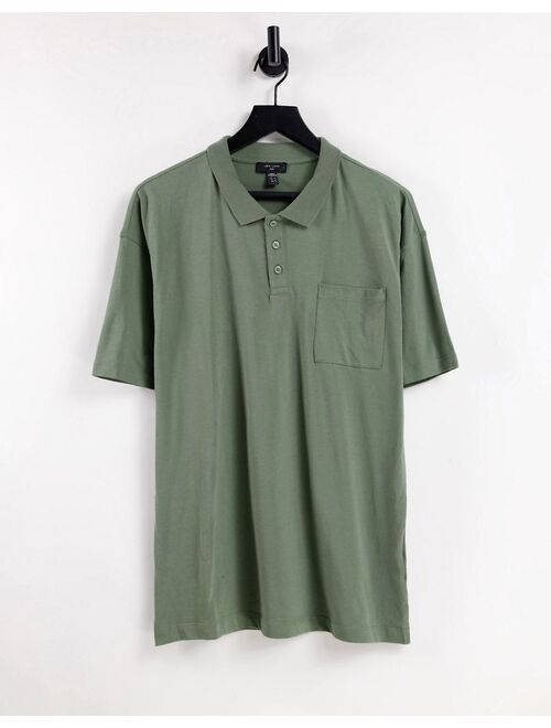 New Look oversized polo in khaki