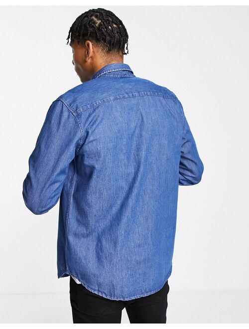 New Look long sleeve denim shirt in mid blue