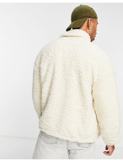 New Look sherpa zip up jacket in off white