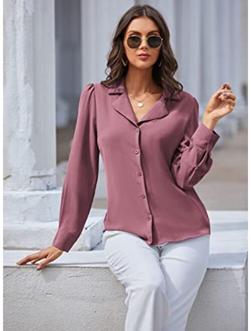 GRACE KARIN Women's Button Down Shirts Casual Long Sleeve Business Work Blouse Tops V Neck