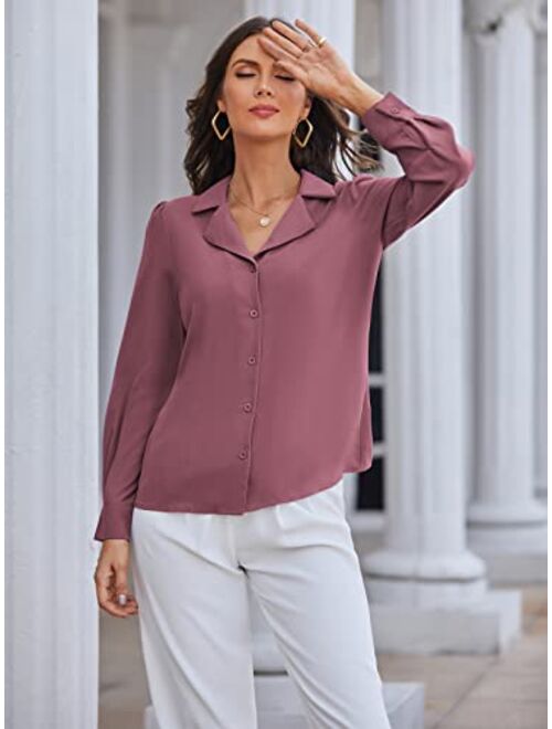 GRACE KARIN Women's Button Down Shirts Casual Long Sleeve Business Work Blouse Tops V Neck