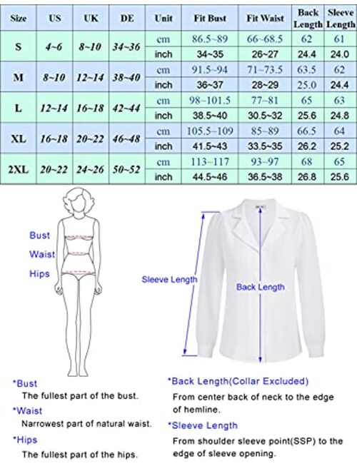 GRACE KARIN Women's Button Down Shirts Casual Long Sleeve Business Work Blouse Tops V Neck