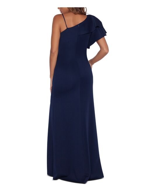 Xscape Ruffled One-Shoulder Gown