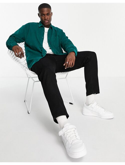 New Look oversized cord overshirt in dark green