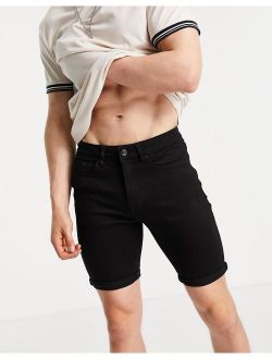 skinny denim shorts in black