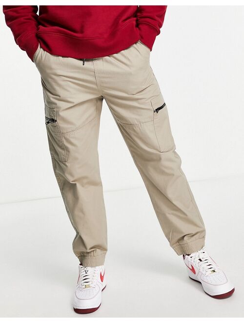 New Look cargos with zips in stone