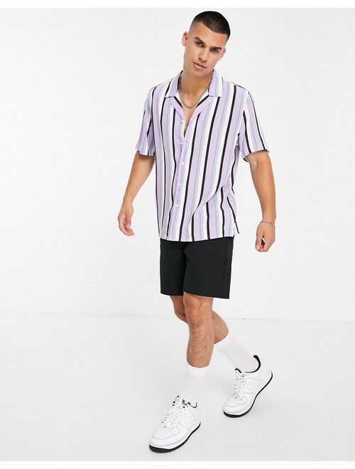 New Look short sleeve striped shirt in blue