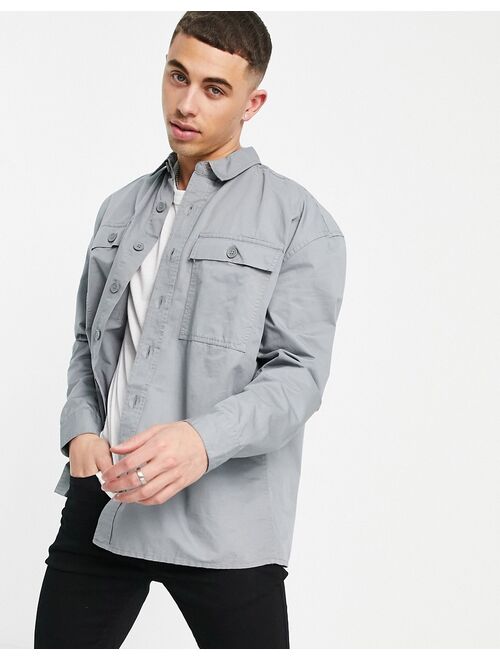 New Look relaxed fit overshirt in washed gray
