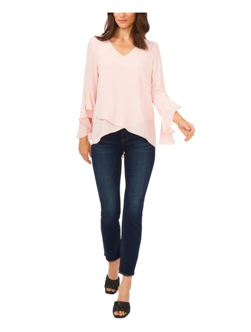 Vince Camuto Petite Flutter-Sleeve Top