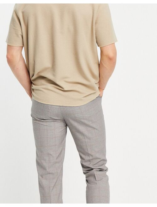 New Look tapered smart pants in brown check
