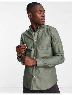 long sleeve oxford shirt in khaki