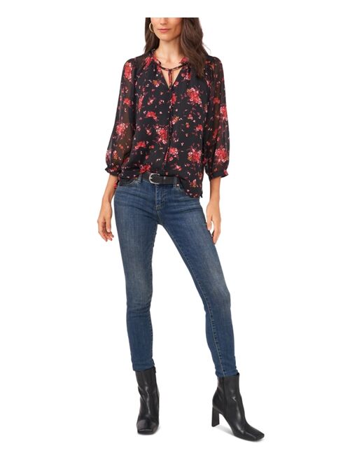 Vince Camuto Printed Split-Neck Blouse