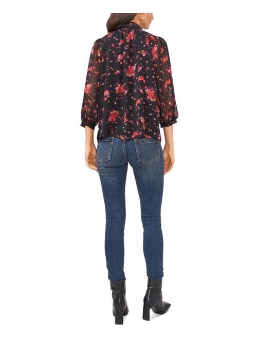 Vince Camuto Printed Split-Neck Blouse