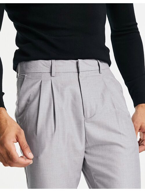 New Look pleated smart pants in gray