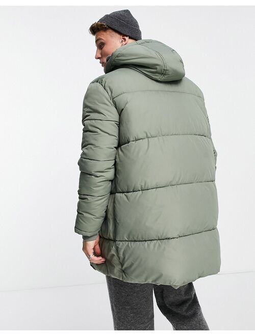 New Look longline puffer coat in khaki