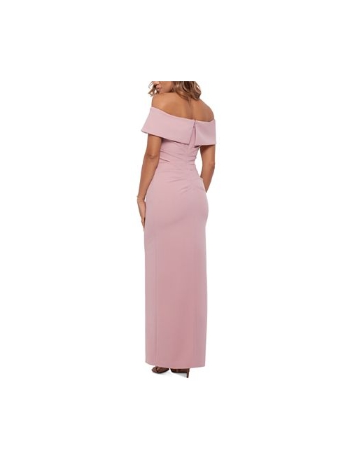 Xscape Petite Off-The-Shoulder Draped Gown