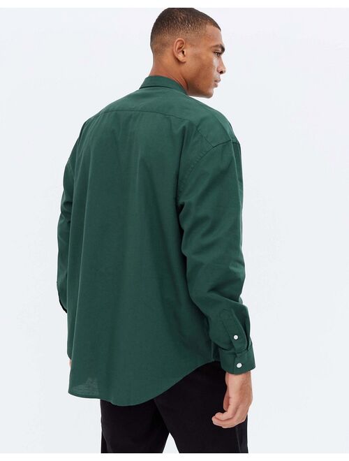 New Look long sleeve 90's oversized oxford shirt in green