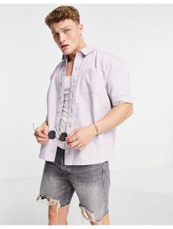 short sleeve boxy shirt in lilac
