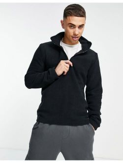funnel neck fleece sweatshirt in black